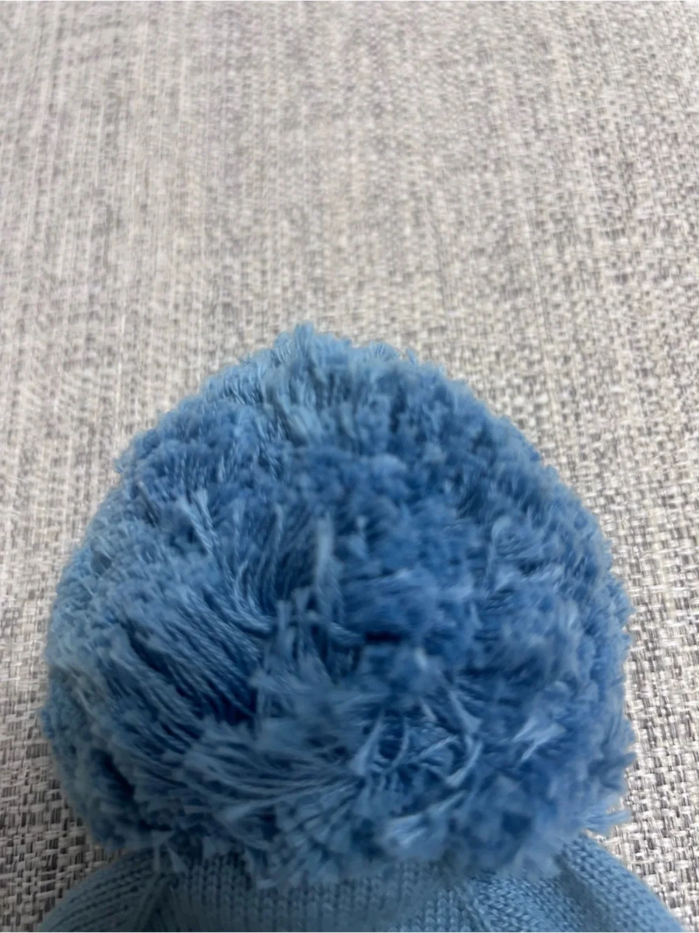 Janie and Jack Dusty Blue Pom-Pom Knit Beanie Embroidery NWT. SIZE 0-3M